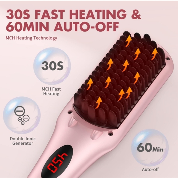 NWT PINK MIRCOPURE IONIC HAIR STRAIGHTENER BRUSH MODEL S102 HAIR CARE TOOL - Picture 3 of 8